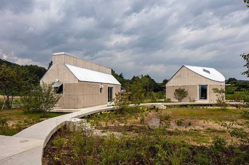curious concrete dwellings by aoa architects seemingly hover above korean countryside - 14764